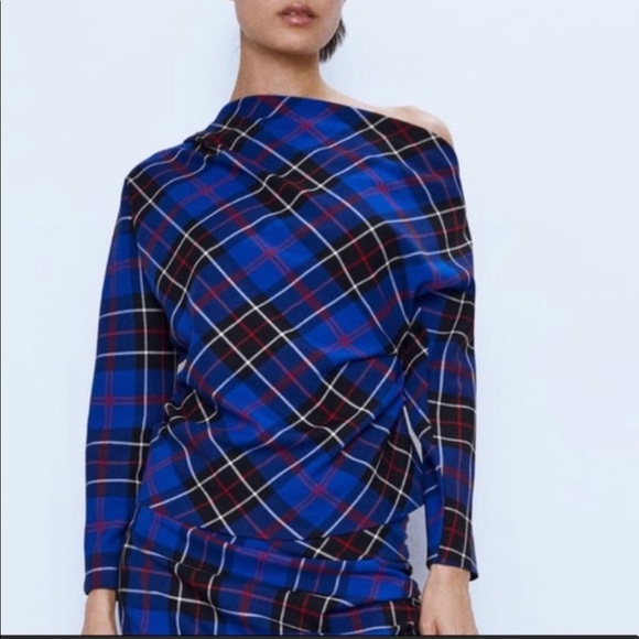 ZARA asymmetric check print top - Picture 6 of 11